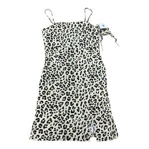Rare Editions Beige Animal Print Front Slit Teen Dress with Scrunchie 16